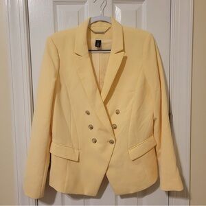 White House Black Market Pale Butter Yellow/Canary Blazer | Size 14